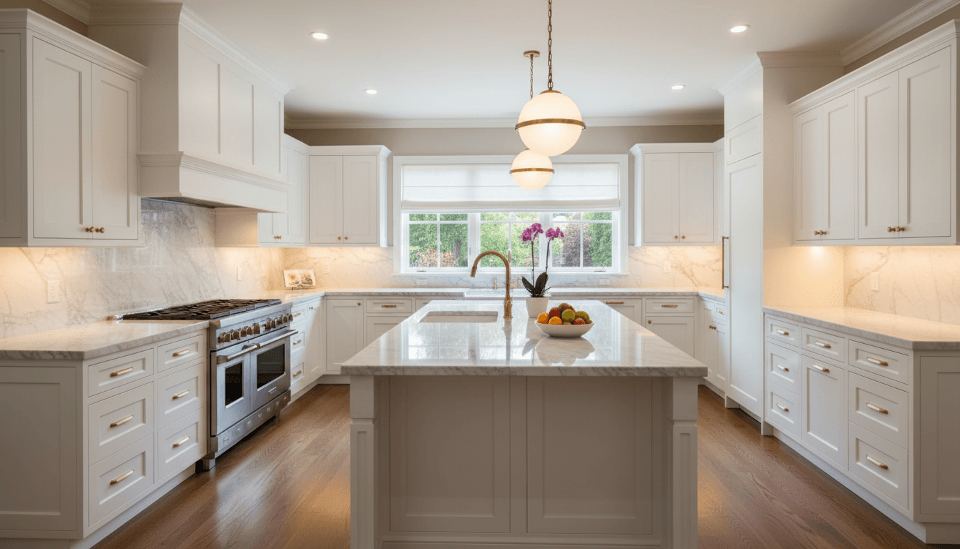 Modern kitchen interior with custom cabinetry and finished remodel