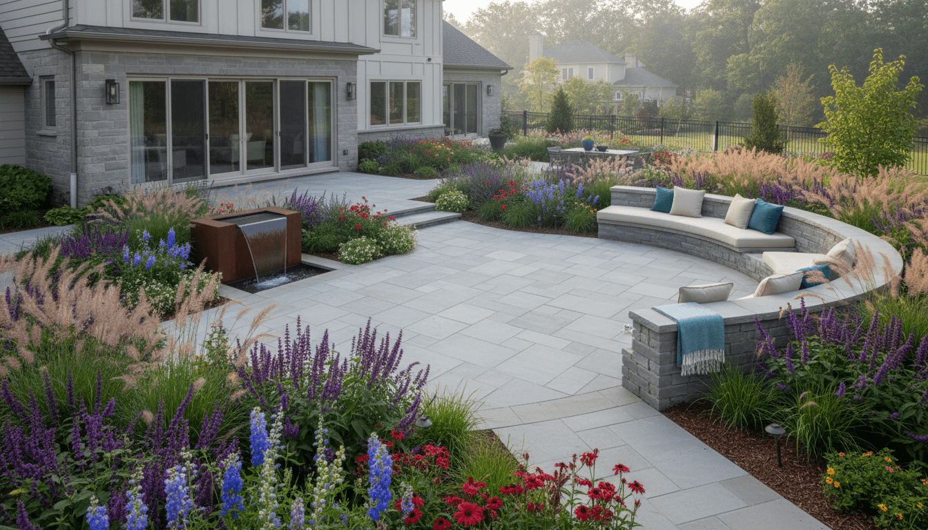 Custom stone patio and outdoor space design